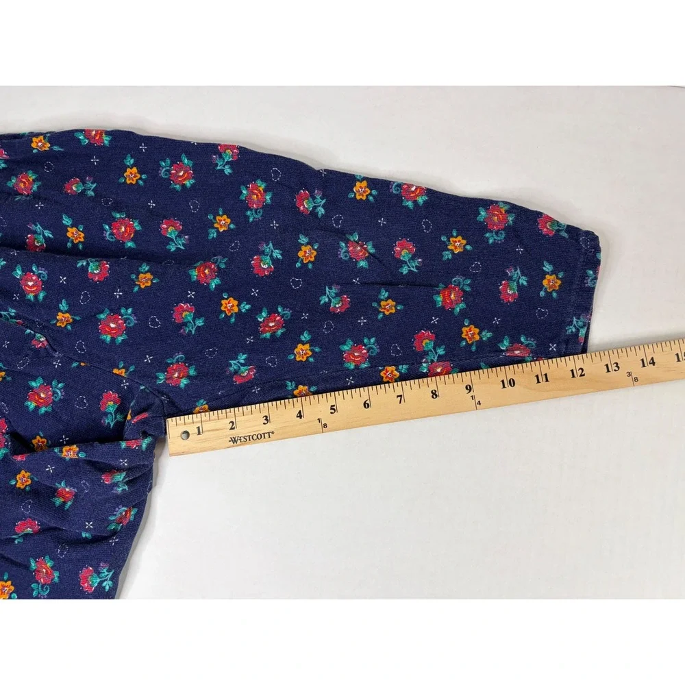 Vintage OshKosh Bgosh Girls Navy Floral Corduroy Overalls Vestbak Made in USA 3T